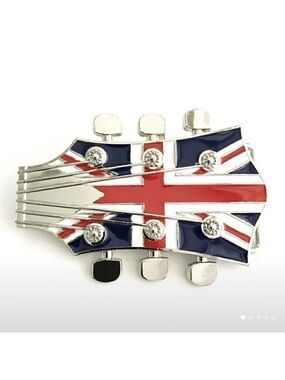 Union Jack British Guitar Rocker Belt Buckle